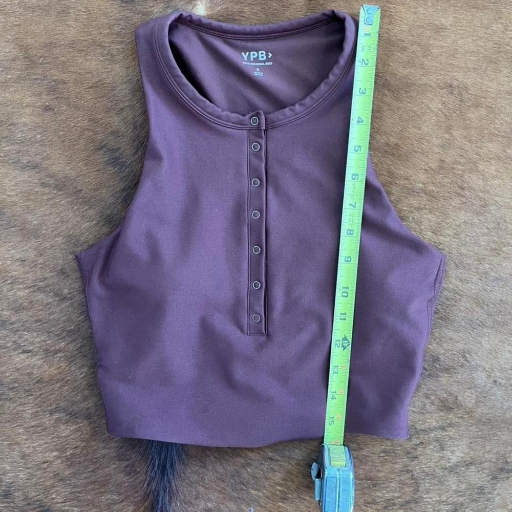 YPB Burgundy Ribbed Button Front Top – Size Small - Picture 5 of 5